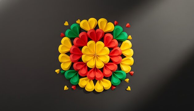 Juneteenth floral heart arrangement in pan-african colors