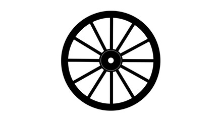 Fototapeta premium A stark black wagon wheel presented as a striking silhouette