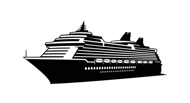 Black ship outline against white background a dramatic silhouette