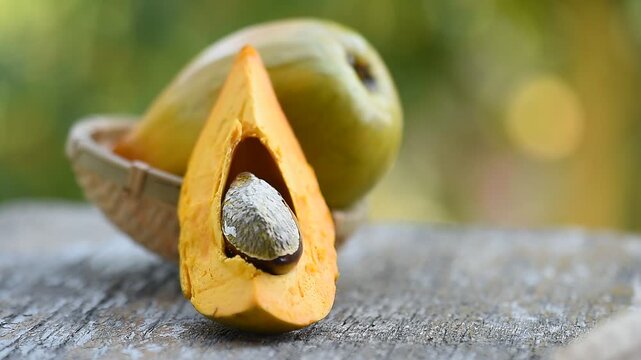 Canistel or Pouteria campechiana (Kunth) Baehni fruits on natural background.