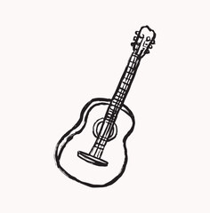 Fototapeta premium Guitar instrument music hand drawing illustration