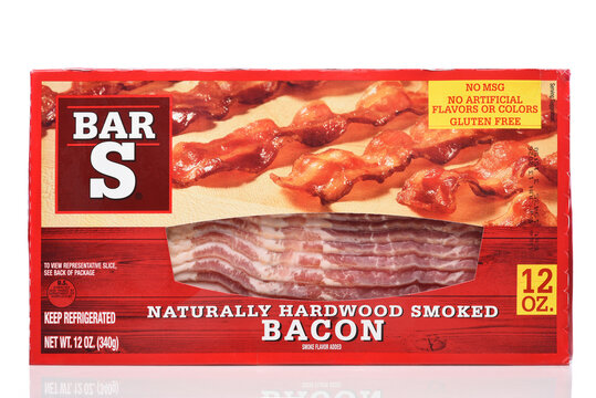 IRVINE, CALIFORNIA - 10 APR 2026: A package of Bar S Hardwood Smoked Bacon.