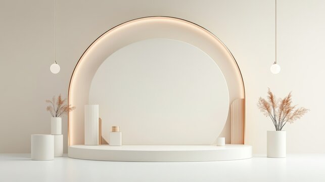 3D rendering of fresh e-commerce product exhibition booth background