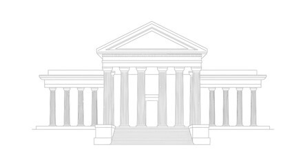 Obraz premium Architectural illustration of a classical building with columns on white background