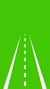 Road Perspective Animation on Green Screen Highway Path Motion Graphic for Travel Journey and Direction Concept