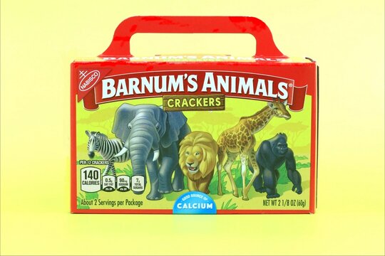 Barnum's Animals animal crackers in a point-of-sale box