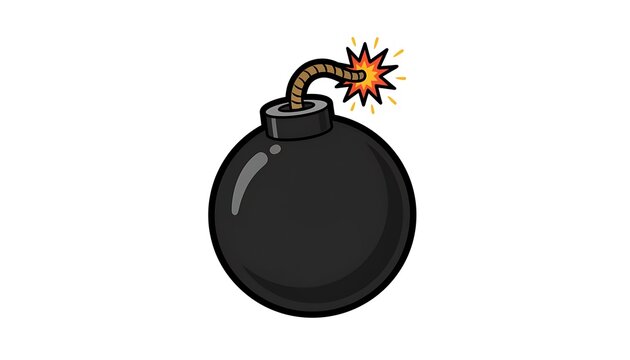Small Black Bomb Cartoon Exploding Fuse