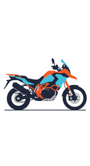 Fototapeta premium Orange and blue adventure motorcycle on white background.