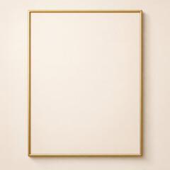 Fototapeta premium Minimal Gold Frame Poster Mockup on Beige Background Elegant Wall Art Template
