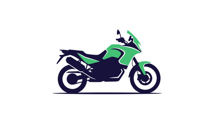 Obraz premium Green adventure motorcycle on a white background.