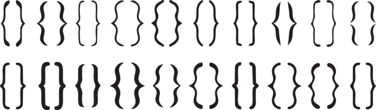 Curly and Square Brackets Abstract Design: A visually engaging composition features an array of precisely arranged curly and square brackets, showcasing their geometric charm and design potential.	