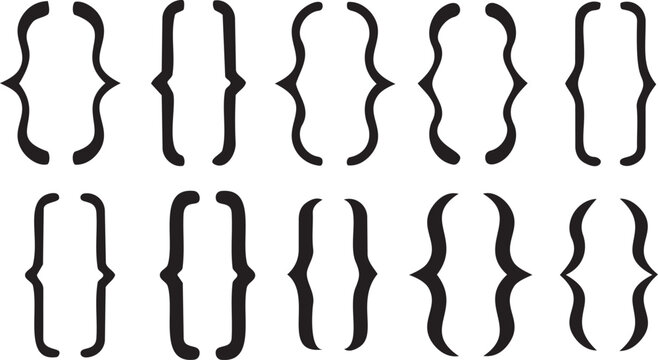 Curly and Square Brackets Abstract Design: A visually engaging composition features an array of precisely arranged curly and square brackets, showcasing their geometric charm and design potential.	