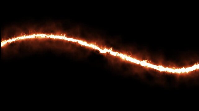 Flaming orange electric arc animation flickering on black background. Energy discharge or fire spark motion graphic.