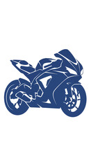 Obraz premium A dark blue motorcycle silhouette on a white background.