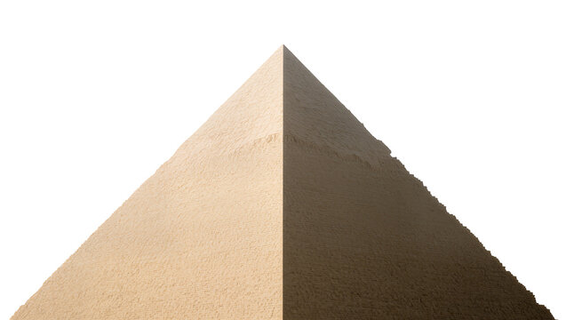 Isolated monumental Egyptian pyramid architecture with visible textured stone and harsh shadows