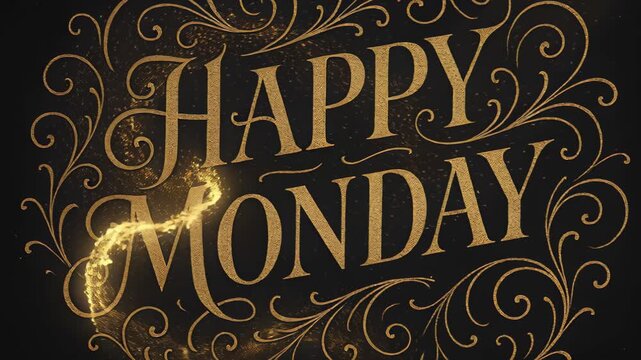 Happy Monday: The vibrant inscription Happy Monday, is elegantly scripted against an ornate design, heralding a sense of joy and optimism for the week.