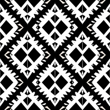 African mud cloth inspired ethnic geometric pattern, bold black and white repetition design