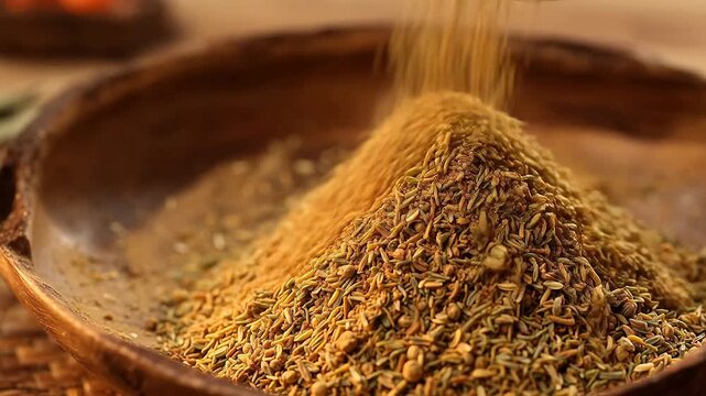Spices in a wooden bowl