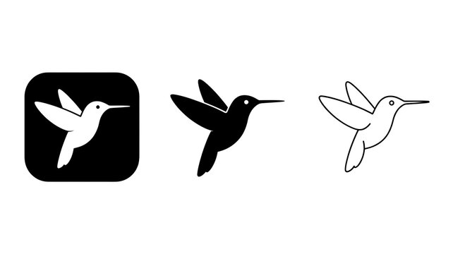 Minimalist Black and White Hummingbird Silhouettes Logo Vector for Modern Branding