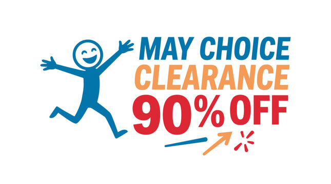 May Choice Clearance Sale with Happy Character