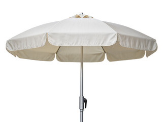Isolated elegant outdoor garden patio umbrella in neutral color for comfortable summer shade. © Ciara