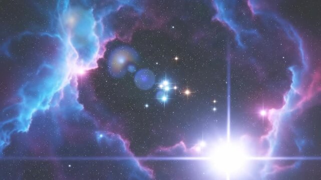 Vibrant nebula with stars and gas.