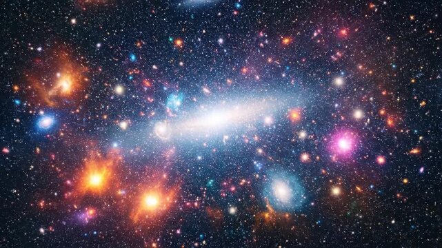 Vibrant galaxy cluster in deep space.