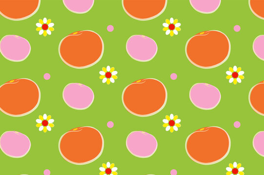 Patr&oacute;n vectorial sin costuras con dise&ntilde;o de fruta de toronja y naranja.