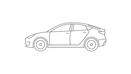 Obraz premium Contemporary automobile silhouette line drawing showcasing a dynamic side view for transportation graphics and concepts