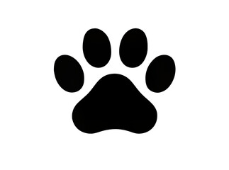 Isolated black animal paw print, dog or cat silhouette icon for pets and veterinary design © Oisin
