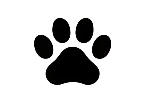 Isolated black animal paw print, dog or cat silhouette icon for pets and veterinary design