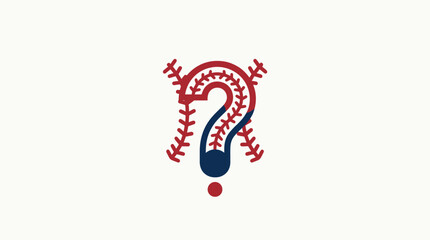 Fototapeta premium Baseball Game Question Mark Logo on Cream