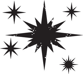 Obraz premium Black starburst shapes on white background illustration