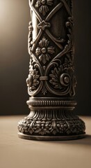 Fototapeta premium Ornate Bronze Column with Intricate Floral Design.