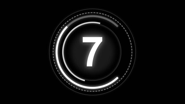 Glowing Numeric Countdown Number 7 Animation on Dark Backdrop Futuristic Timer Neon UI Symbol Loading Screen Digital Design Element Luminous Graphic Timekeeping Visual