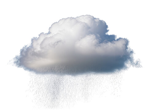 Isolated stormy dark gray rain cloud pouring heavy raindrops, natural weather.