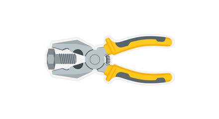 Obraz premium Professional Combination Pliers Holding a Metal Hex Bolt Vector Illustration Isolated on White Background