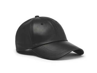 Fototapeta premium Classic black baseball cap with a flat brim and curved visor