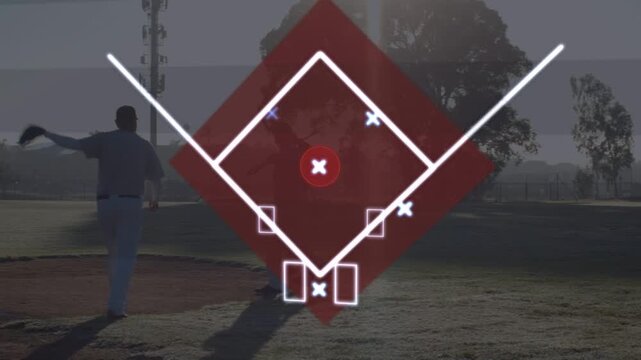 Baseball player walking to plate while coach gesturing causing overlay centering plate for practice