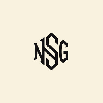 Monogram NSG Hexagonal Geometric Logo Design.