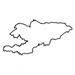 Obraz premium Kyrgyzstan map vector sketch icon with simple outline, clean lines, and minimalist style, suitable for geography, travel, and design projects