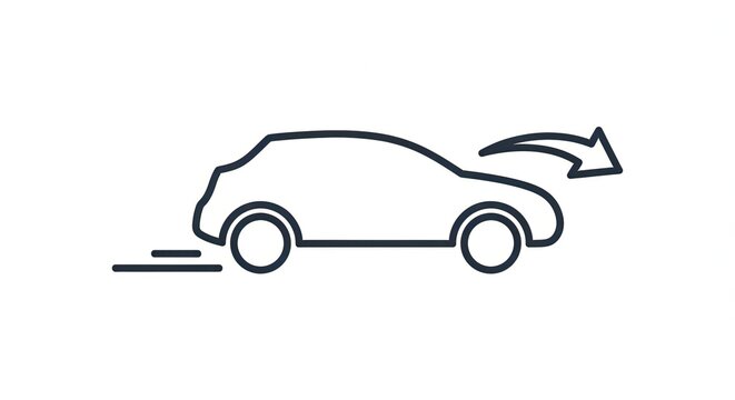 Car turning icon, reverse gear, parking assist, vehicle maneuver symbol