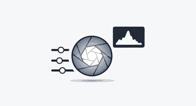 Pixel Art Camera Lens Aperture Settings Histogram Icon Vector Design