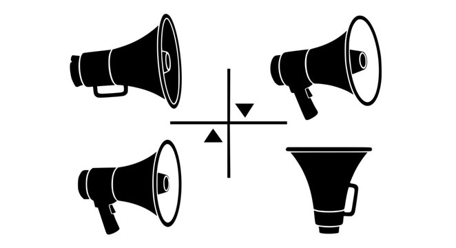Directional Megaphone Vector Icons &ndash; Multi-Angle Communication Set