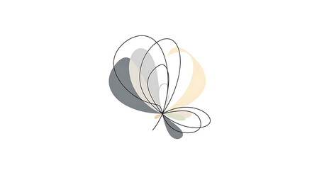 Fototapeta premium Abstract illustration of a delicate botanical leaf or flower with subtle, muted color gradients against a white background