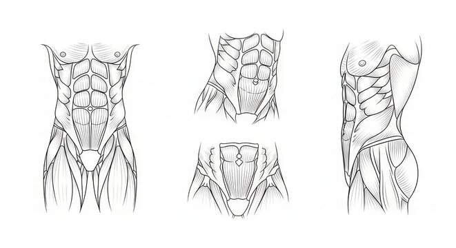 Anatomical Illustration of Human Abdominal Muscles