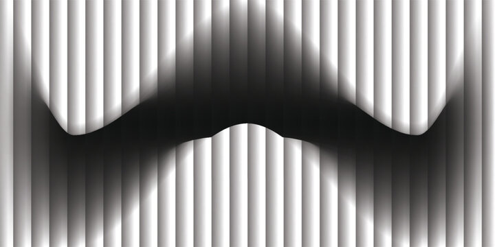 Vertical black lines on white background forming wave-like interference pattern. Abstract visualization of oscillation, amplitude, and modulation. Ideal for science, physics, or modern design.