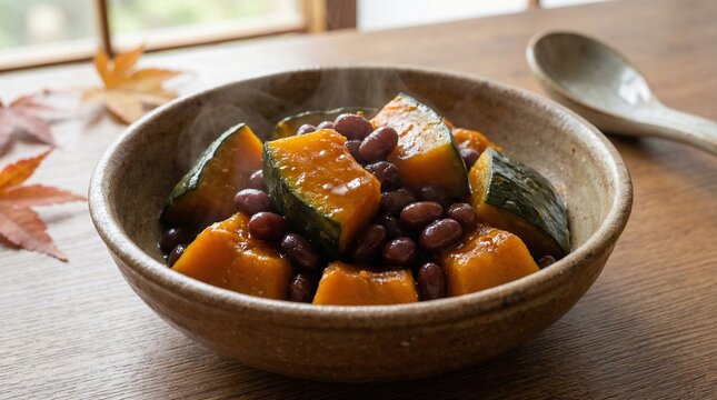 Simmered pumpkin and adzuki beans