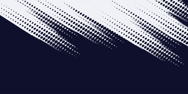 Seamless geometric pattern. Modern ornament with navy blue dotted elements. Geometric abstract pattern