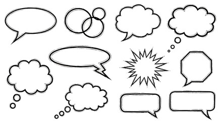 Fototapeta premium Collection of Diverse Speech Bubbles and Thought Balloons for Communication and Design Elements